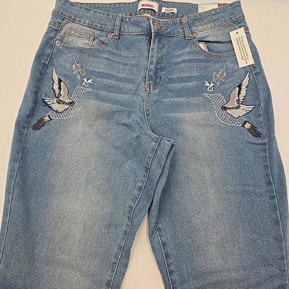 Bongo Missy‎ Jeans Skinny 16 Embroidered Jeggings Light Wash Artsy Bird (54-2) - Picture 10 of 14